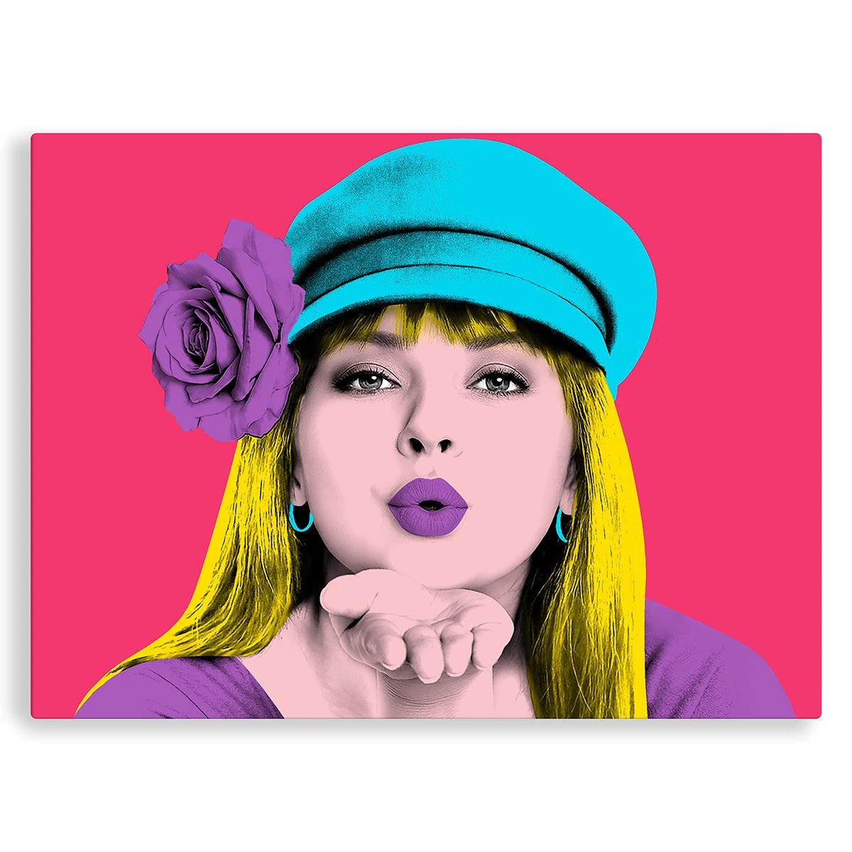 Tableau Pop Art Rétro Style Warhol Personnalisé Rose