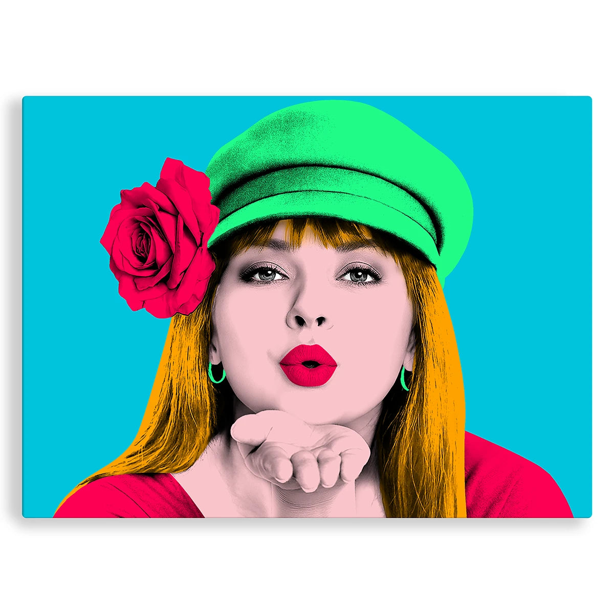 Tableau Pop Art Rétro Style Warhol Personnalisé Bleu