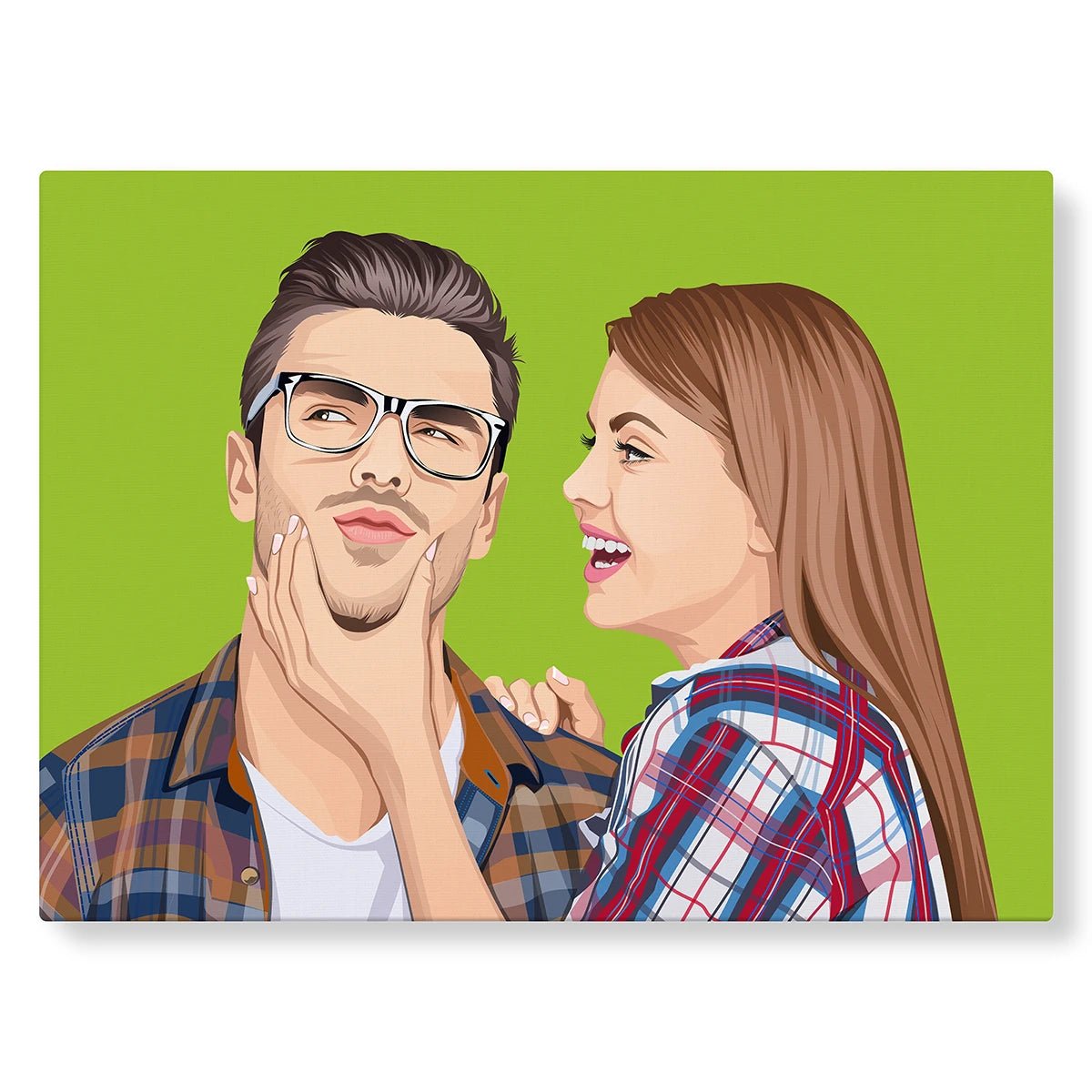 Portrait illustré en couple : PicsArt vert - Studio Pop Art