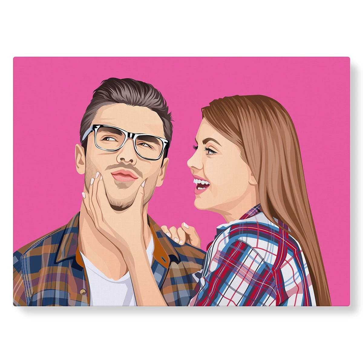 Portrait illustré en couple : PicsArt rose - Studio Pop Art