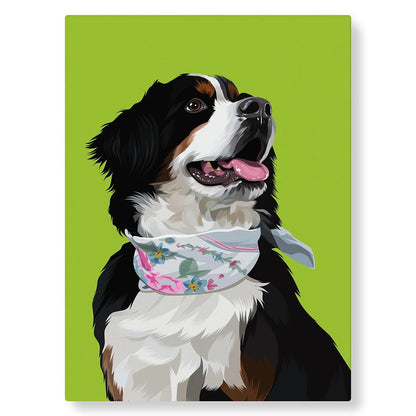 Portrait illustré de votre animal : PicsArt vert - Studio Pop Art