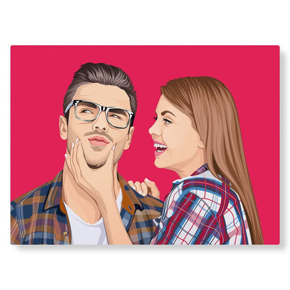 Portrait illustré en couple : PicsArt rouge - Studio Pop Art