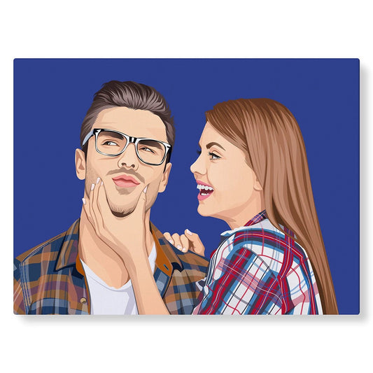 Portrait illustré en couple : PicsArt bleu - Studio Pop Art
