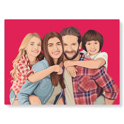 Tableau de famille illustré : PicsArt rouge - Studio Pop Art