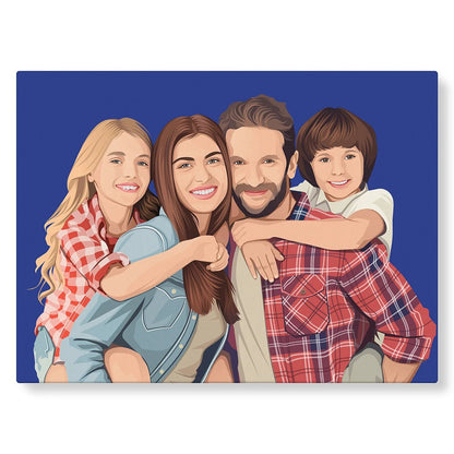 Tableau de famille illustré : PicsArt bleu foncé - Studio Pop Art