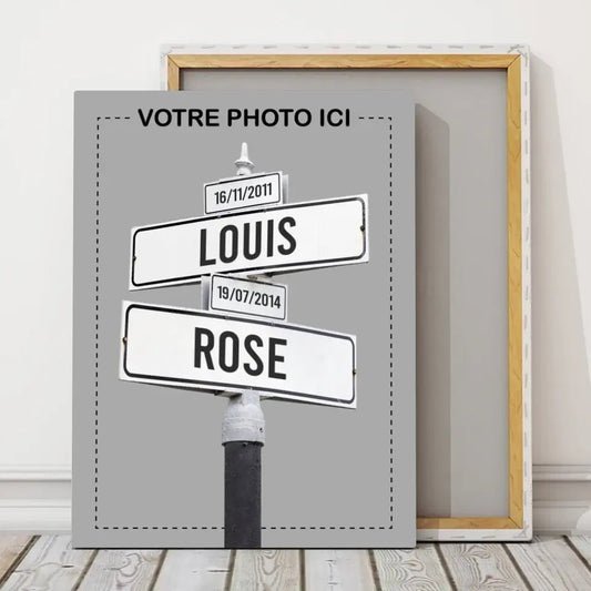 Tableau direction prénoms "votre photo en arrière plan" - Studio Pop Art
